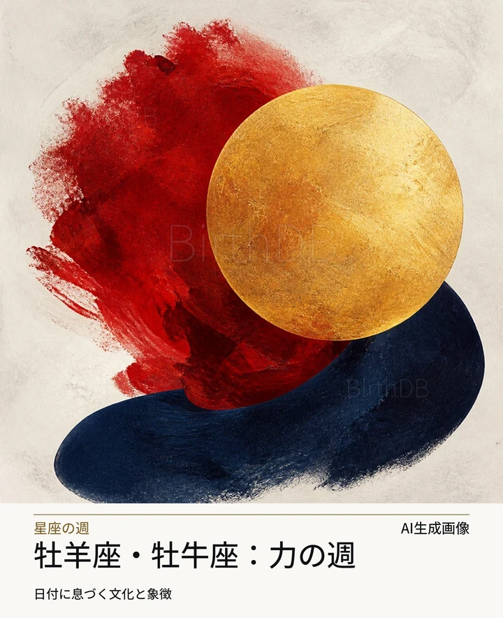 牡羊座・牡牛座：力の週 — BirthDBのシンボルイラスト（AI生成画像）