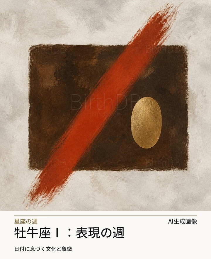 牡牛座Ⅰ：表現の週 — BirthDBのシンボルイラスト（AI生成画像）