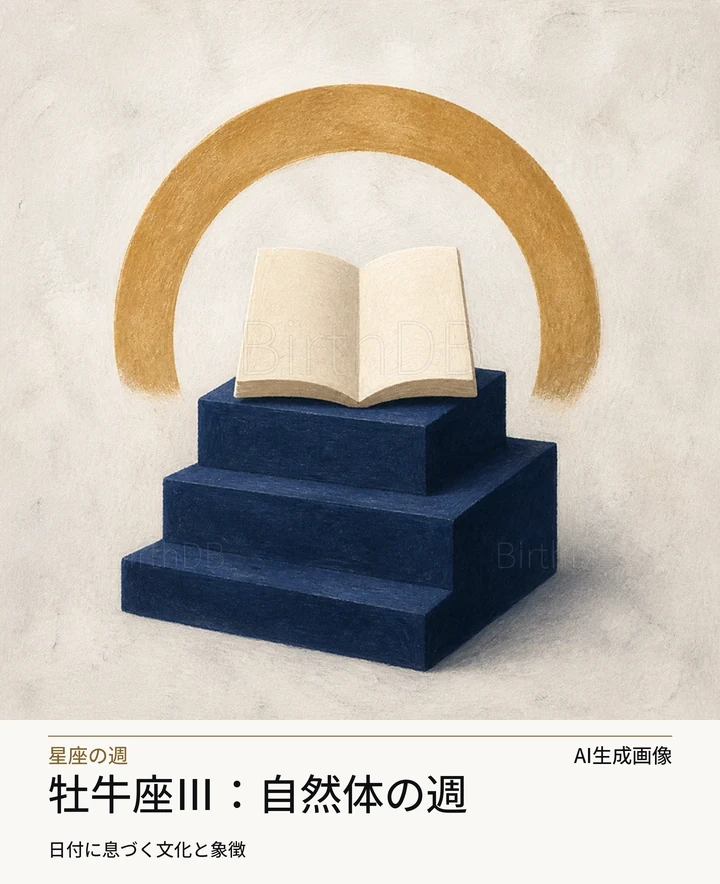 牡牛座Ⅲ：自然体の週 — BirthDBのシンボルイラスト（AI生成画像）