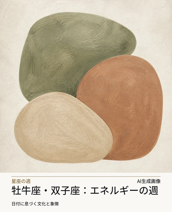 牡牛座・双子座：エネルギーの週 — BirthDBのシンボルイラスト（AI生成画像）