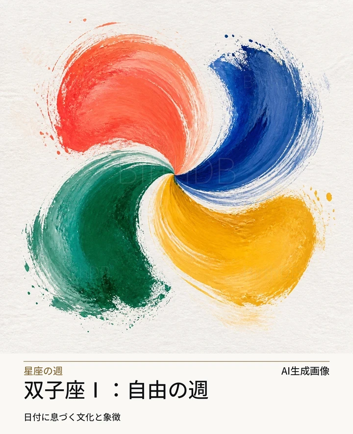 双子座Ⅰ：自由の週 — BirthDBのシンボルイラスト（AI生成画像）