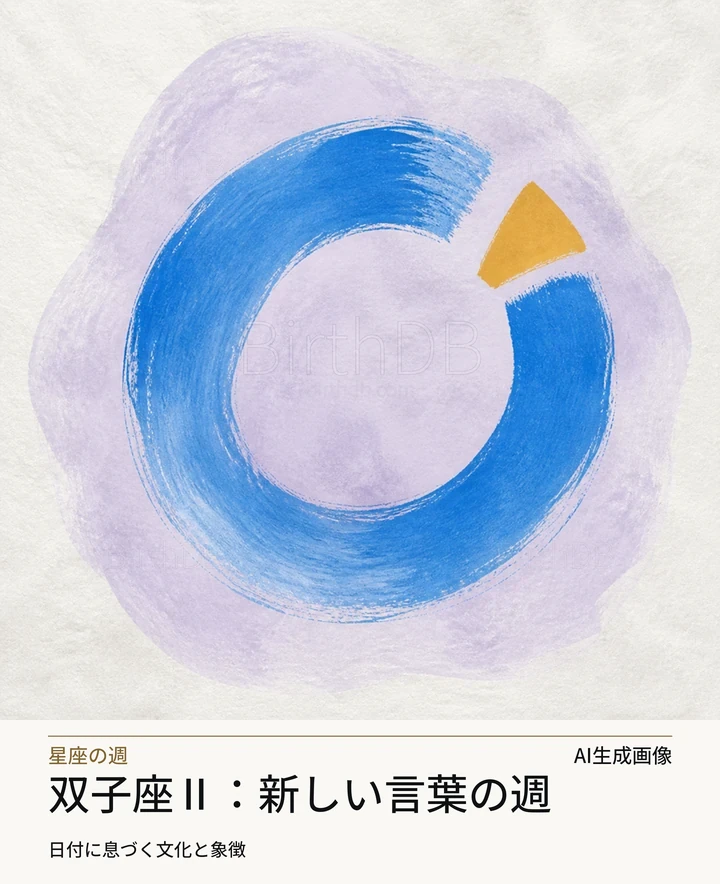 双子座Ⅱ：新しい言葉の週 — BirthDBのシンボルイラスト（AI生成画像）