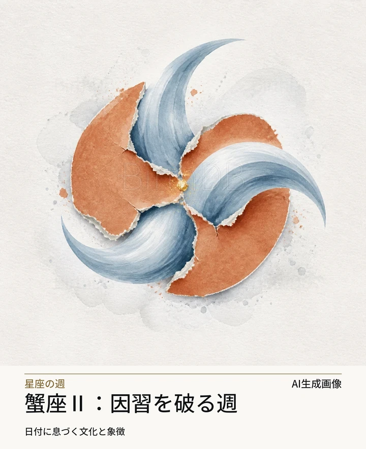蟹座Ⅱ：因習を破る週 — BirthDBのシンボルイラスト（AI生成画像）
