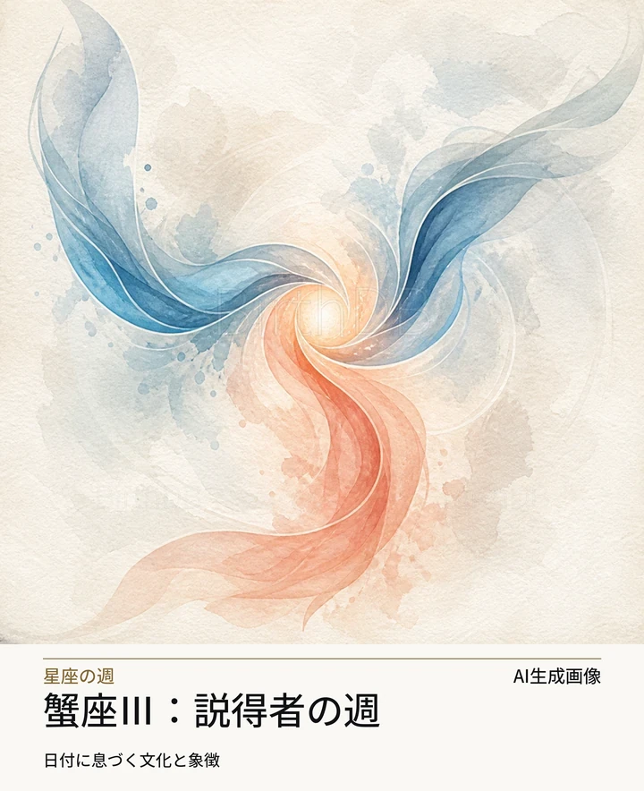 蟹座Ⅲ：説得者の週 — BirthDBのシンボルイラスト（AI生成画像）