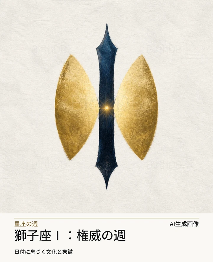 獅子座Ⅰ：権威の週 — BirthDBのシンボルイラスト（AI生成画像）
