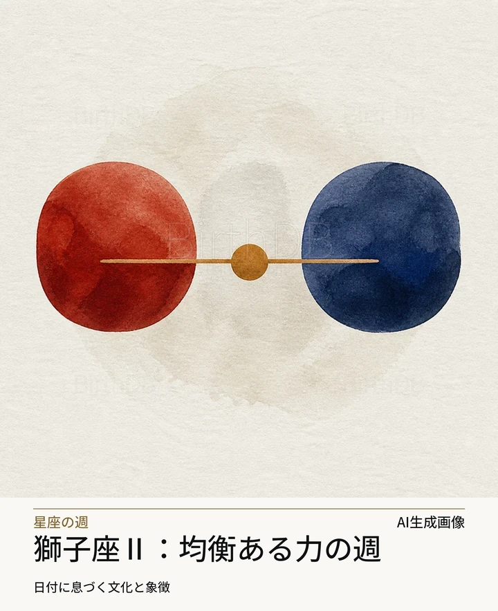 獅子座Ⅱ：均衡ある力の週 — BirthDBのシンボルイラスト（AI生成画像）