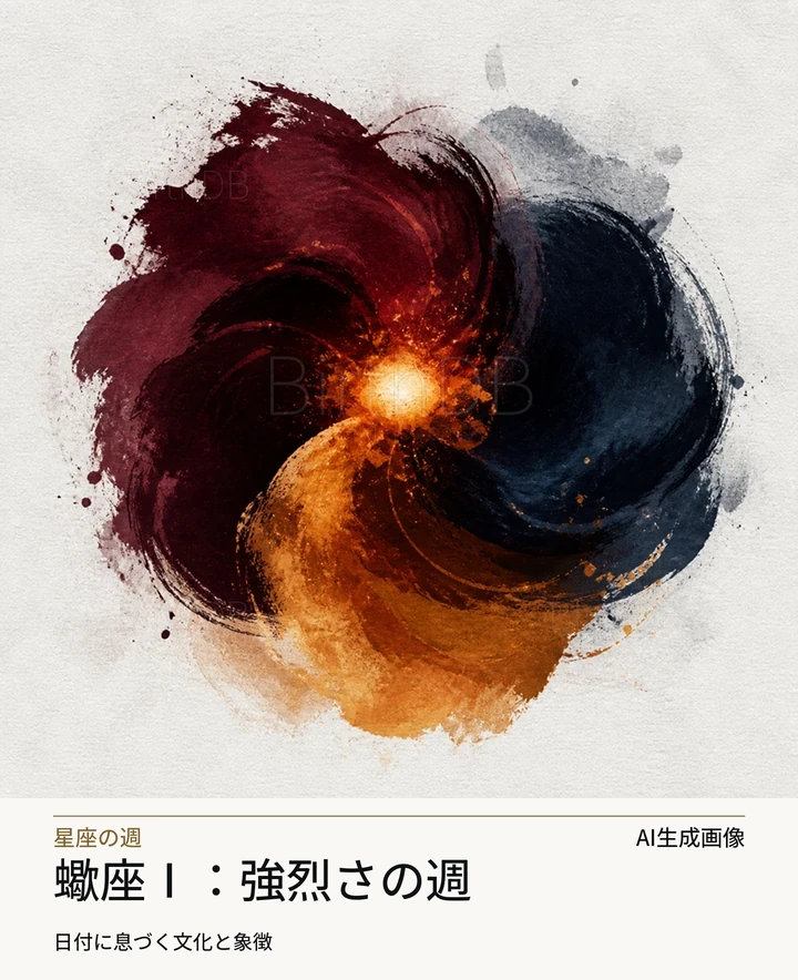 蠍座Ⅰ：強烈さの週 — BirthDBのシンボルイラスト（AI生成画像）