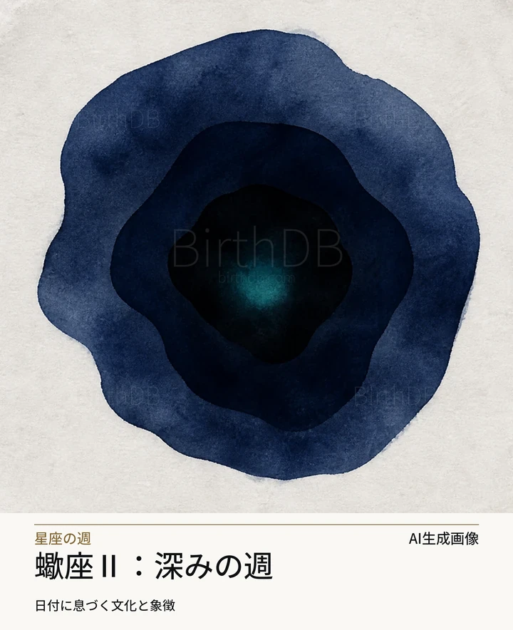 蠍座Ⅱ：深みの週 — BirthDBのシンボルイラスト（AI生成画像）