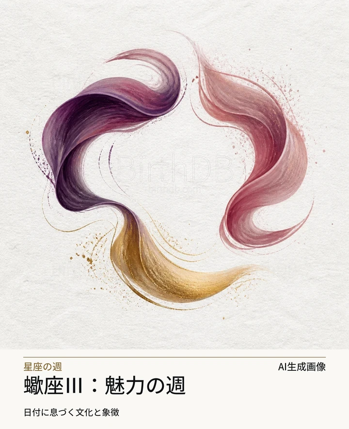蠍座Ⅲ：魅力の週 — BirthDBのシンボルイラスト（AI生成画像）