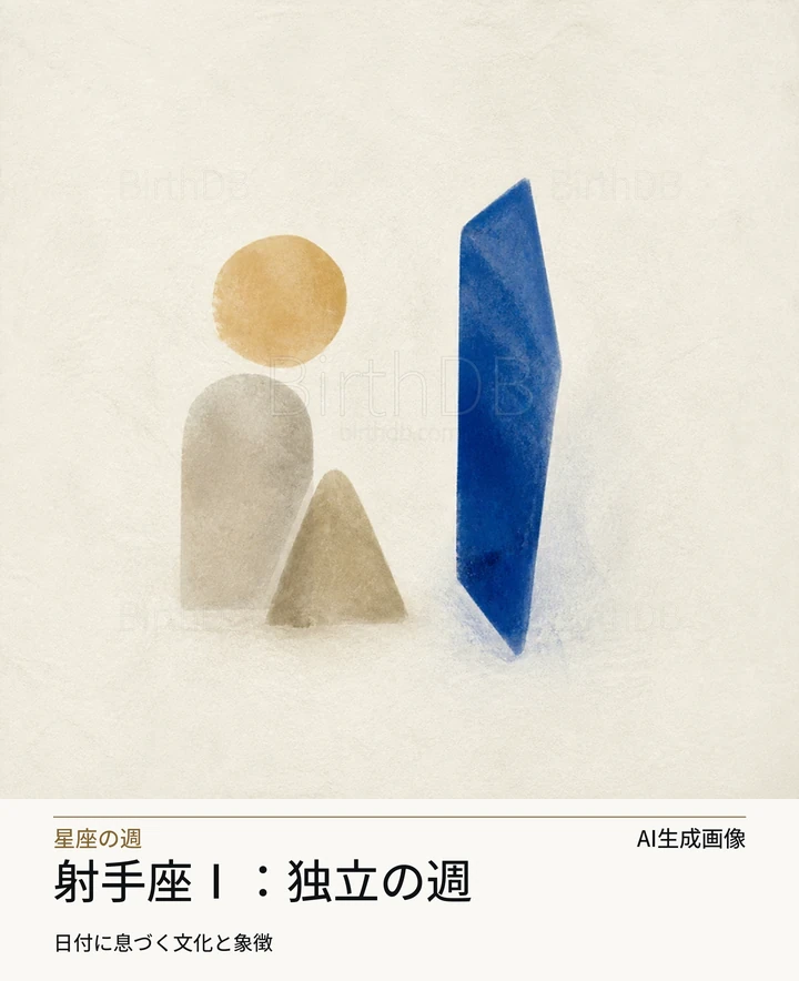 射手座Ⅰ：独立の週 — BirthDBのシンボルイラスト（AI生成画像）