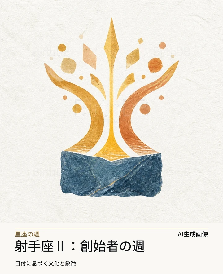 射手座Ⅱ：創始者の週 — BirthDBのシンボルイラスト（AI生成画像）