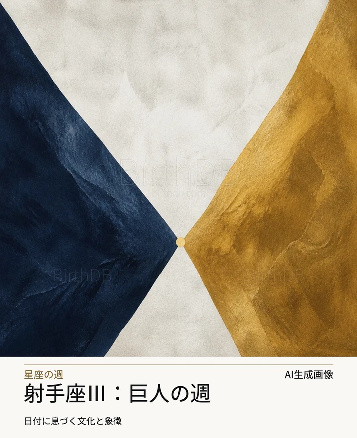 射手座Ⅲ：巨人の週 — BirthDBのシンボルイラスト（AI生成画像）