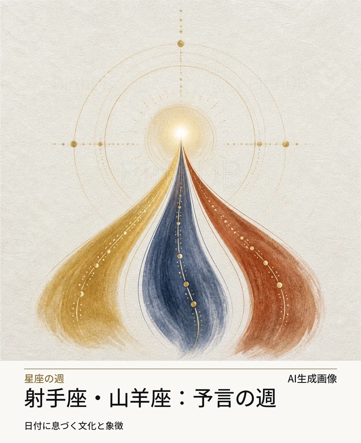 射手座・山羊座：予言の週 — BirthDBのシンボルイラスト（AI生成画像）