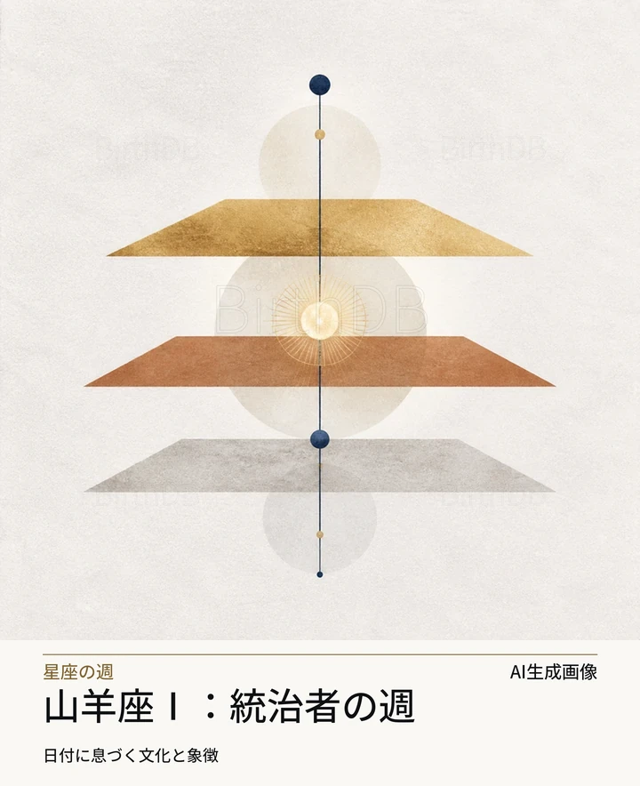 山羊座Ⅰ：統治者の週 — BirthDBのシンボルイラスト（AI生成画像）