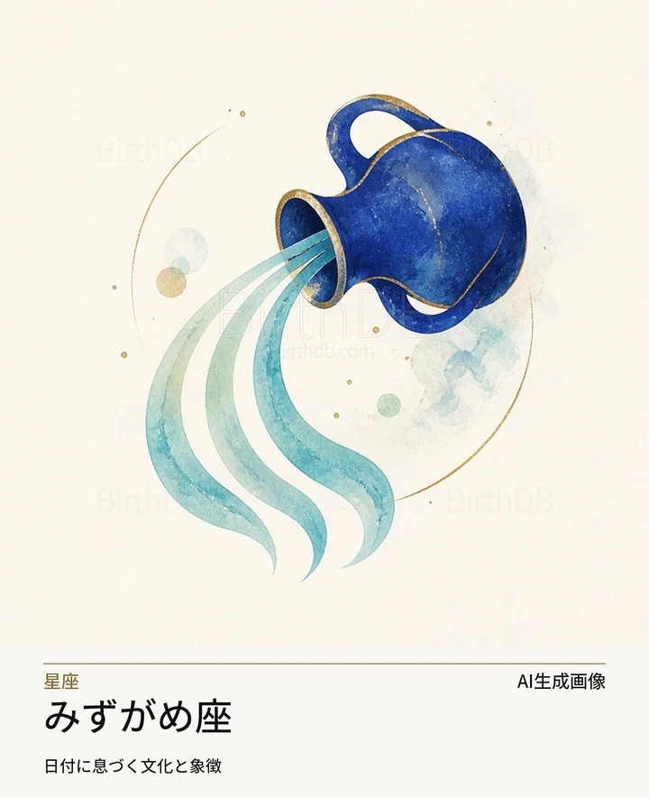みずがめ座 — BirthDBのシンボルイラスト(AI生成画像)