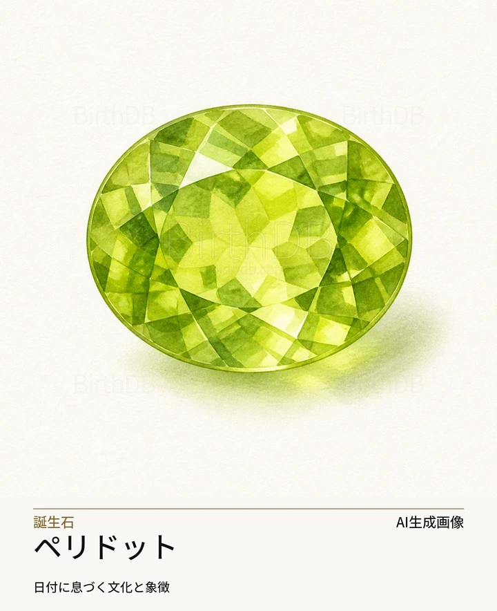 ペリドット — BirthDBのシンボルイラスト(AI生成画像)