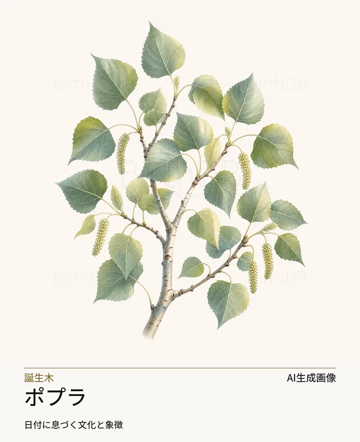 ポプラ — BirthDBのシンボルイラスト(AI生成画像)