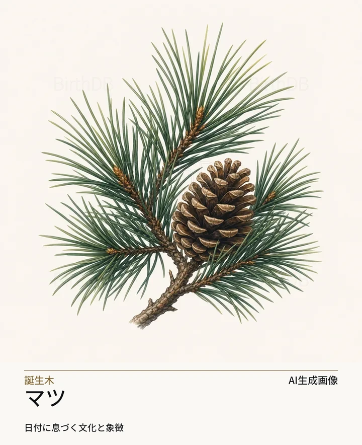 マツ — BirthDBのシンボルイラスト(AI生成画像)