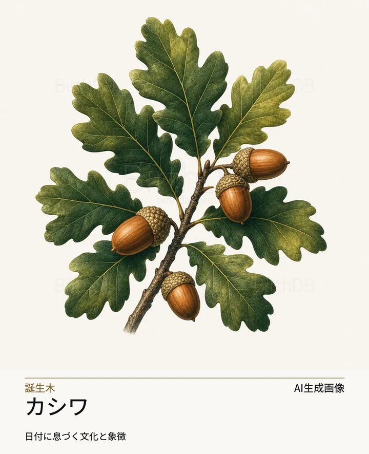 カシワ — BirthDBのシンボルイラスト（AI生成画像）
