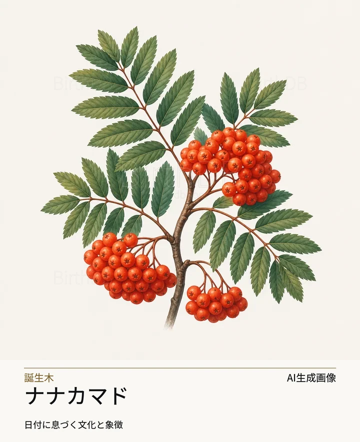 ナナカマド — BirthDBのシンボルイラスト（AI生成画像）