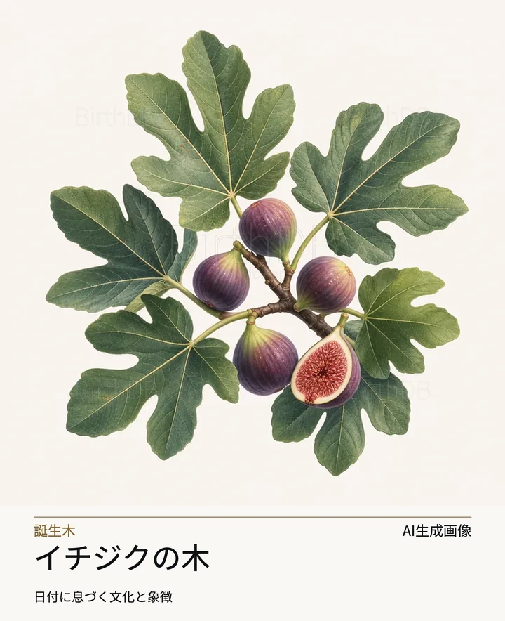 イチジクの木 — BirthDBのシンボルイラスト（AI生成画像）