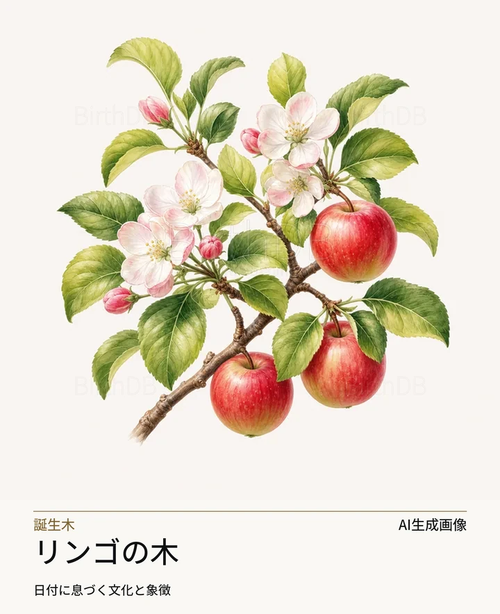 リンゴの木 — BirthDBのシンボルイラスト（AI生成画像）