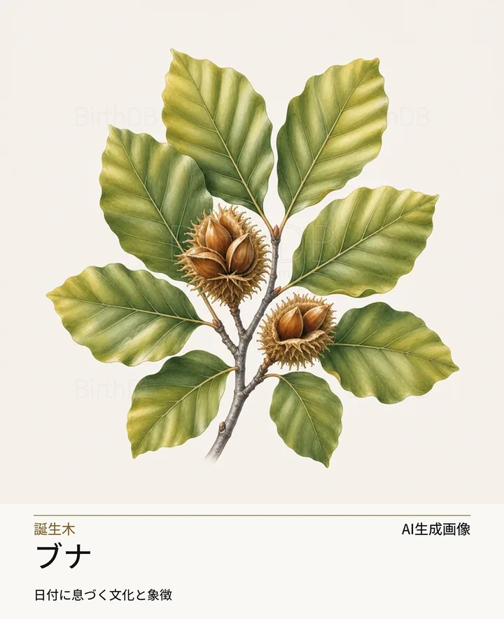 ブナ — BirthDBのシンボルイラスト(AI生成画像)